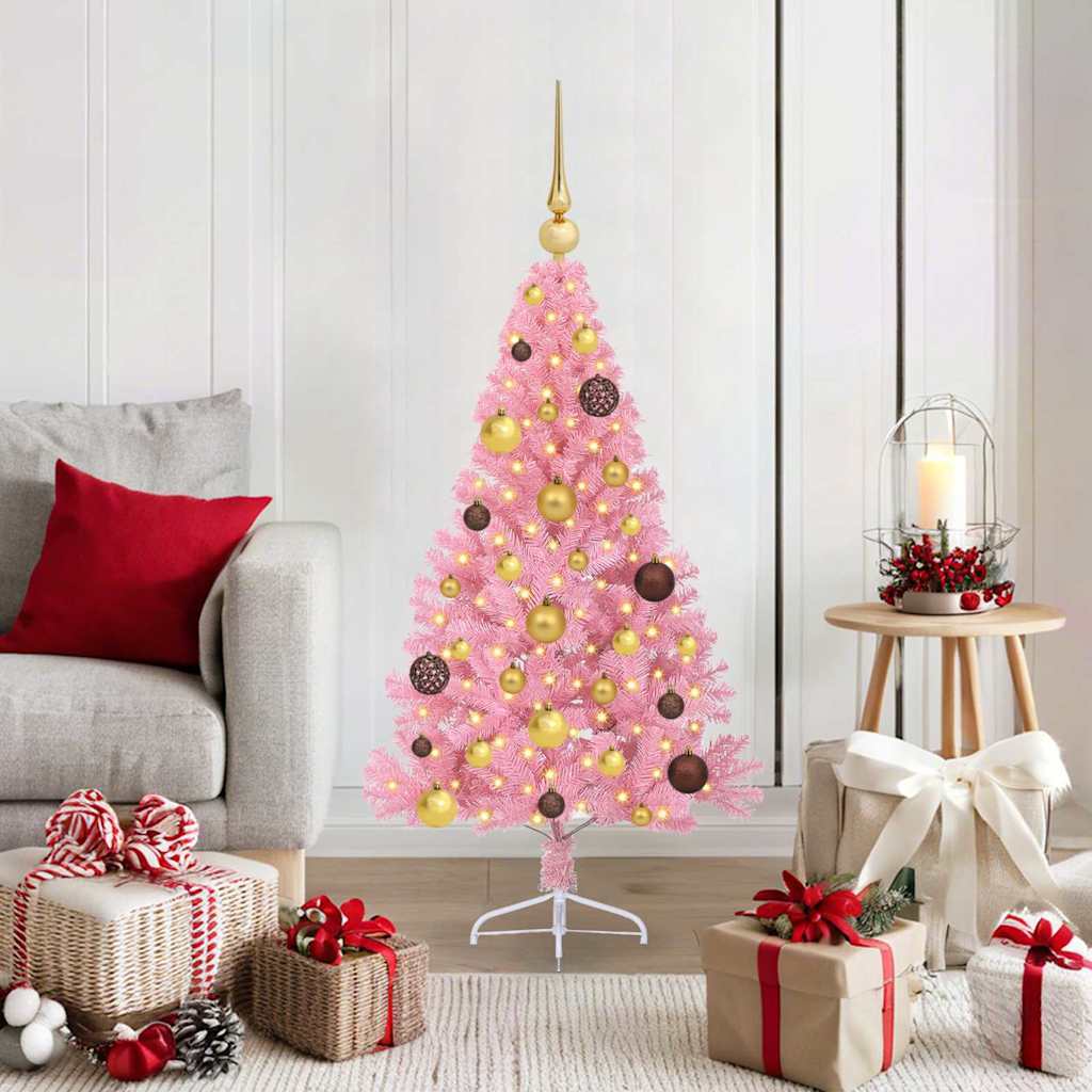 Artificial Pre-lit Christmas Tree Pink 47.24 in PVC