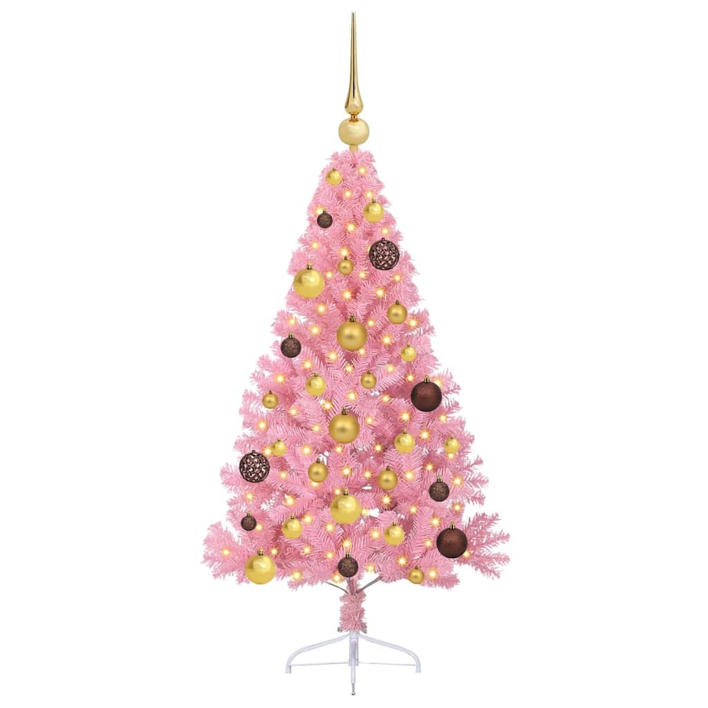 Artificial Pre-lit Christmas Tree Pink 47.24 in PVC