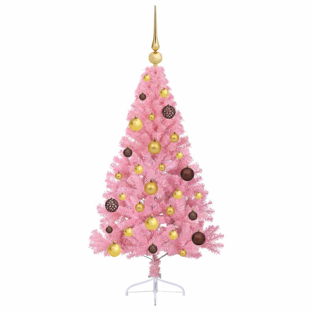 Artificial Pre-lit Christmas Tree Pink 47.24 in PVC