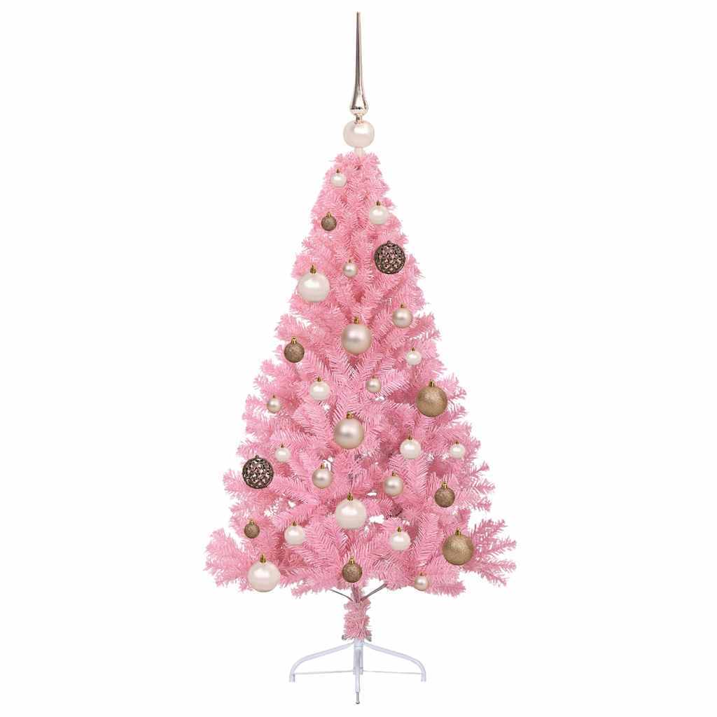 Artificial Pre-lit Christmas Tree with 150 LEDs Pink 47.2" PVC
