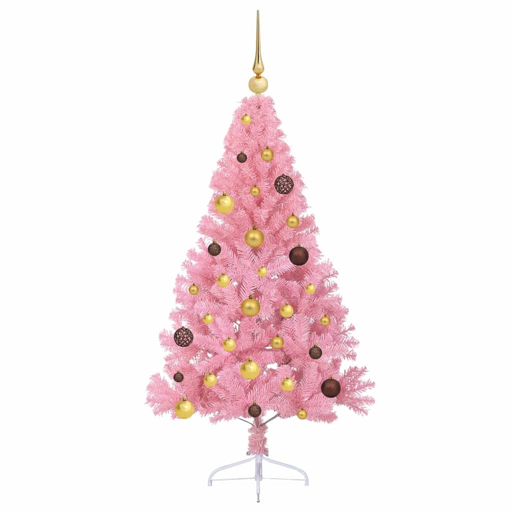 Artificial Pre-lit Christmas Tree Pink 59.06 in PVC