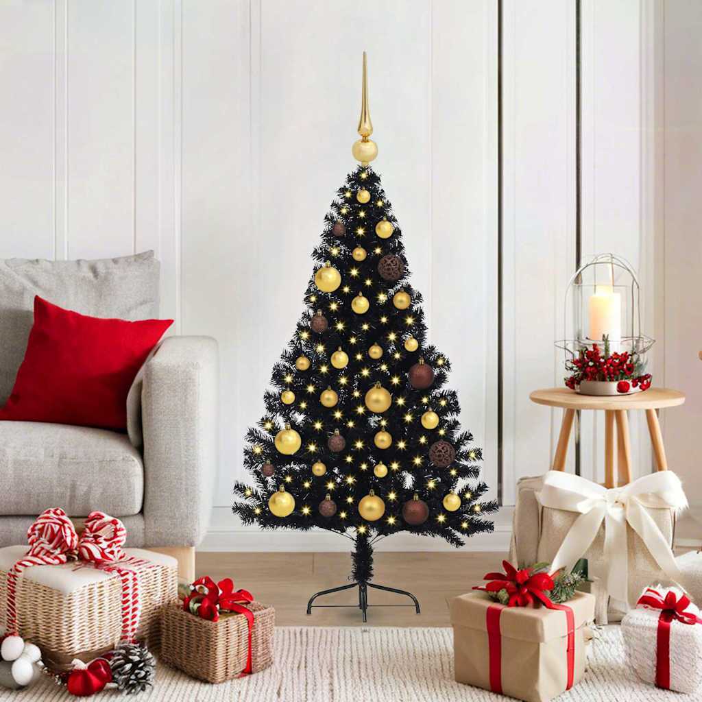 Artificial Pre-lit Christmas Tree Black 47.24 in PVC