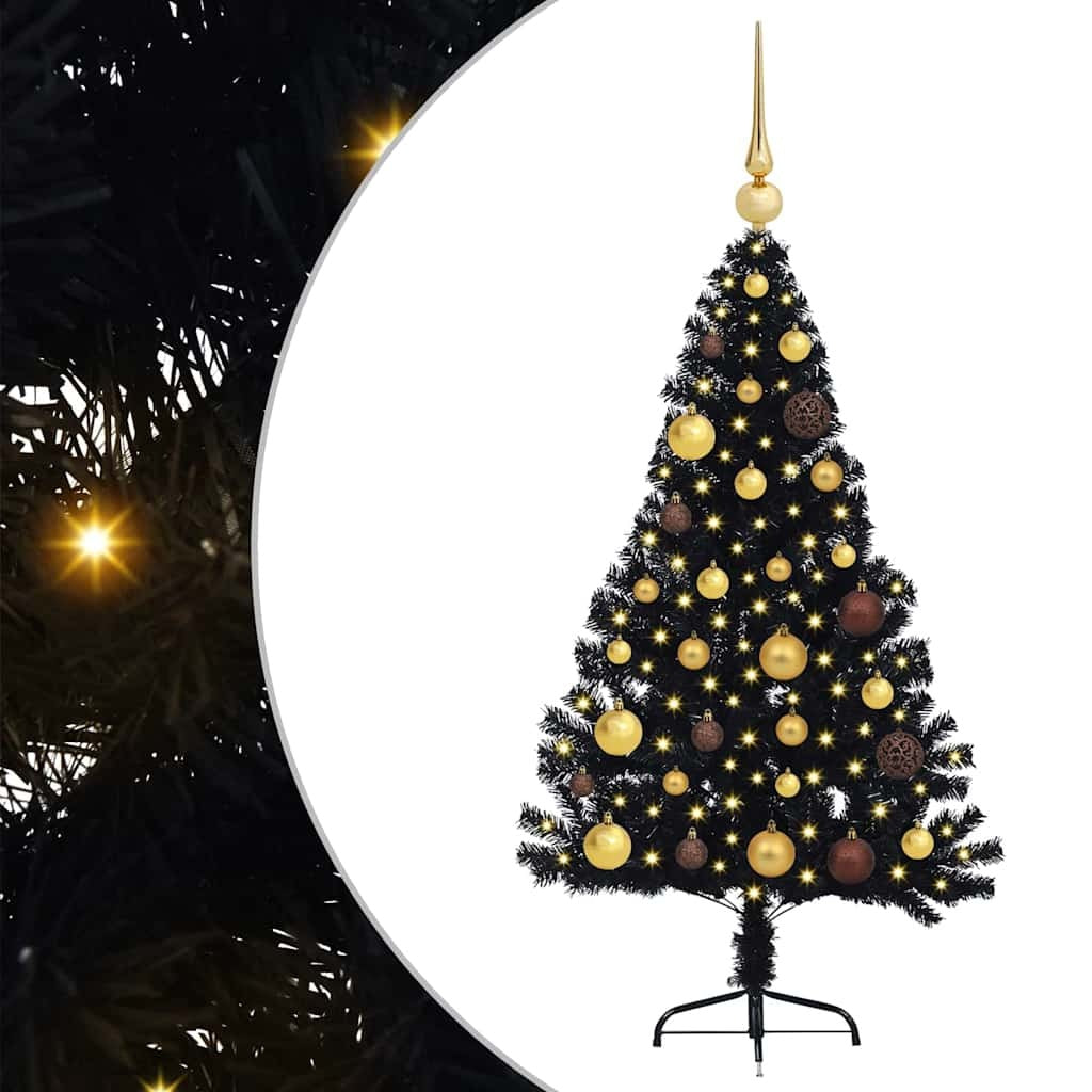Artificial Pre-lit Christmas Tree Black 47.24 in PVC