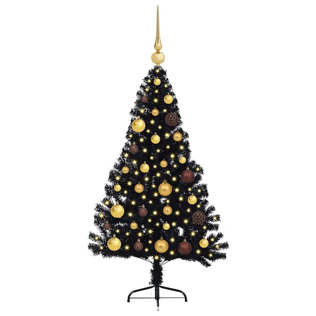 Artificial Pre-lit Christmas Tree Black 47.24 in PVC