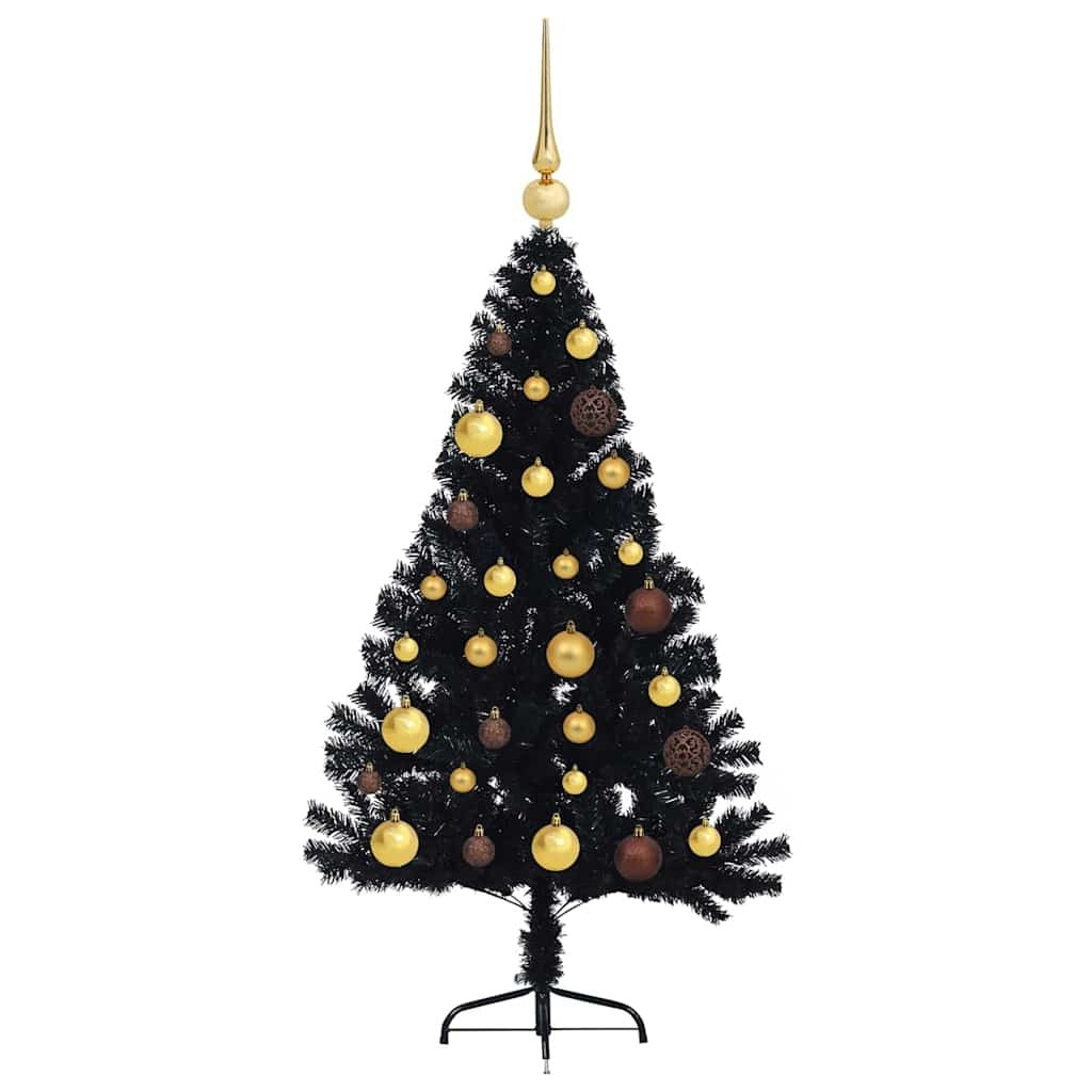 Artificial Pre-lit Christmas Tree Black 47.24 in PVC