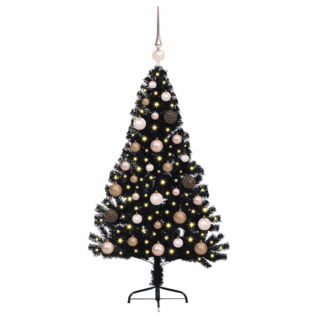 Artificial Pre-lit Christmas Tree with 150 LEDs Black 47.2" PVC