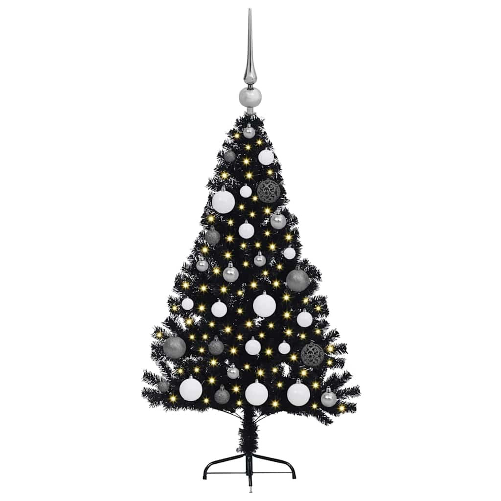 Artificial Pre-lit Christmas Tree with 150 LEDs Black 47.2" PVC