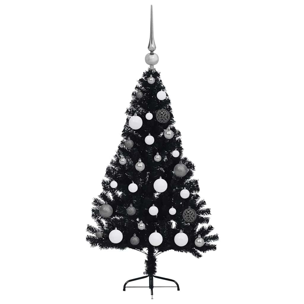 Artificial Pre-lit Christmas Tree with 150 LEDs Black 47.2" PVC