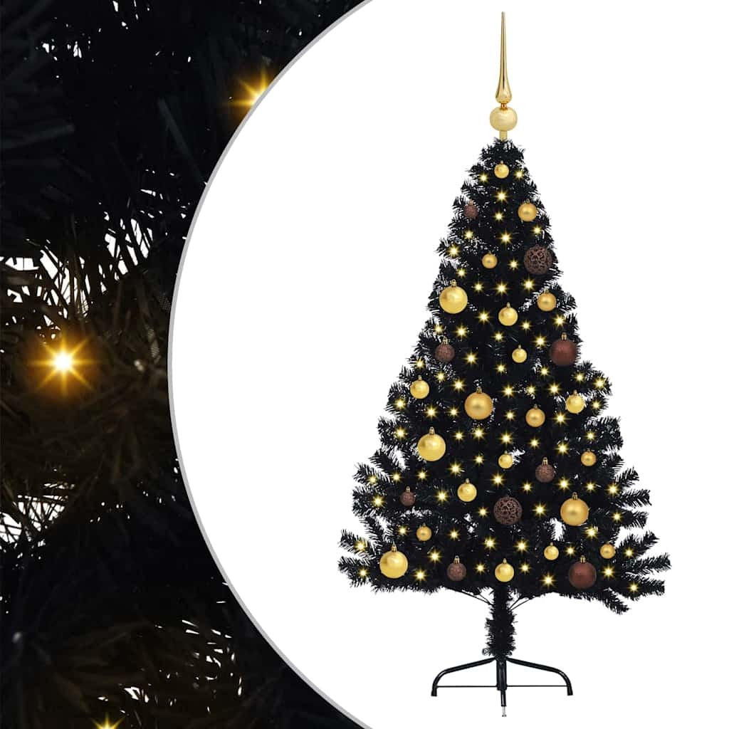 Artificial Pre-lit Christmas Tree Black 59.06 in PVC