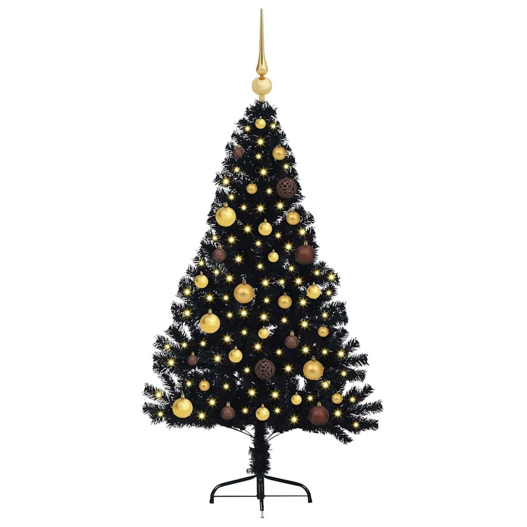 Artificial Pre-lit Christmas Tree Black 59.06 in PVC