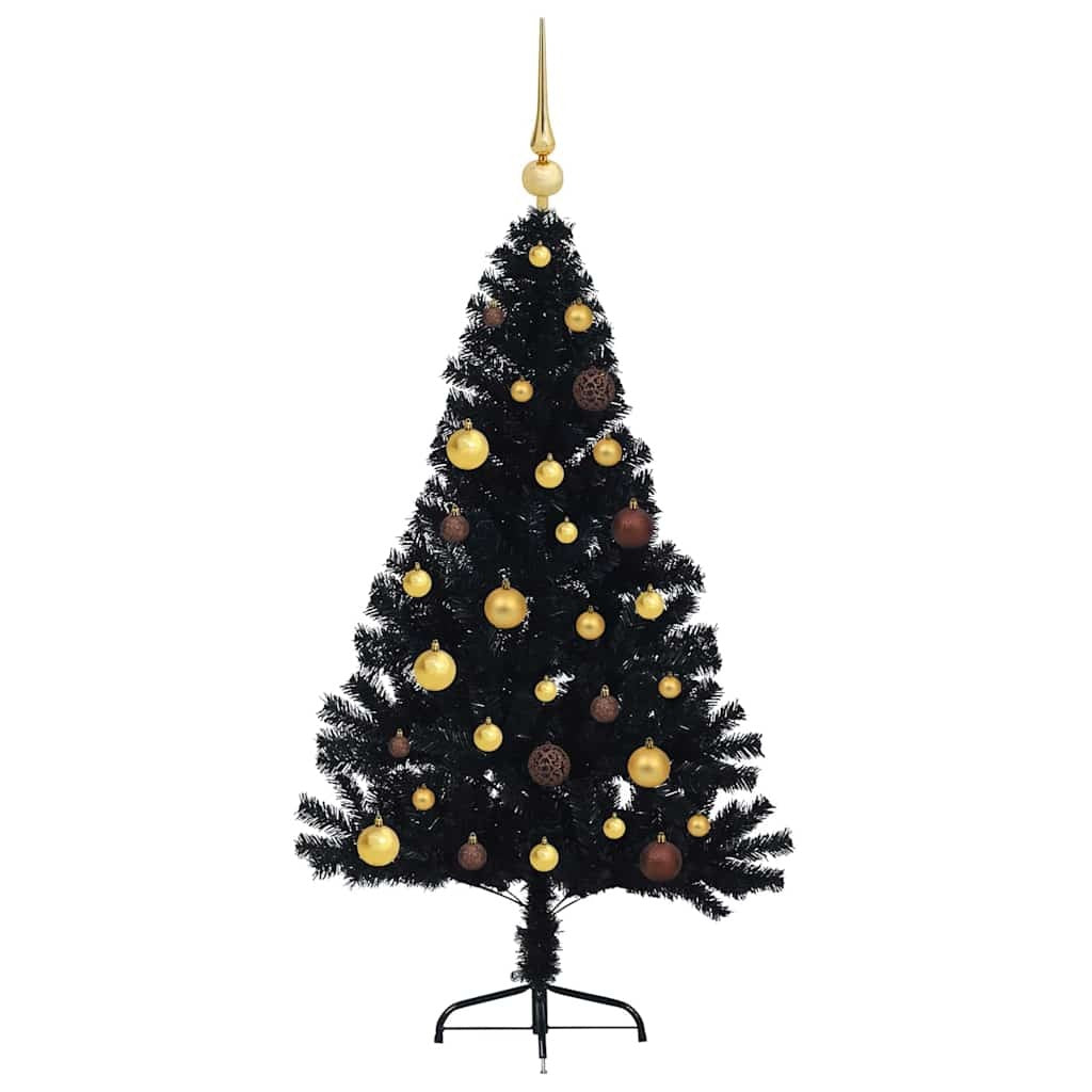 Artificial Pre-lit Christmas Tree Black 59.06 in PVC