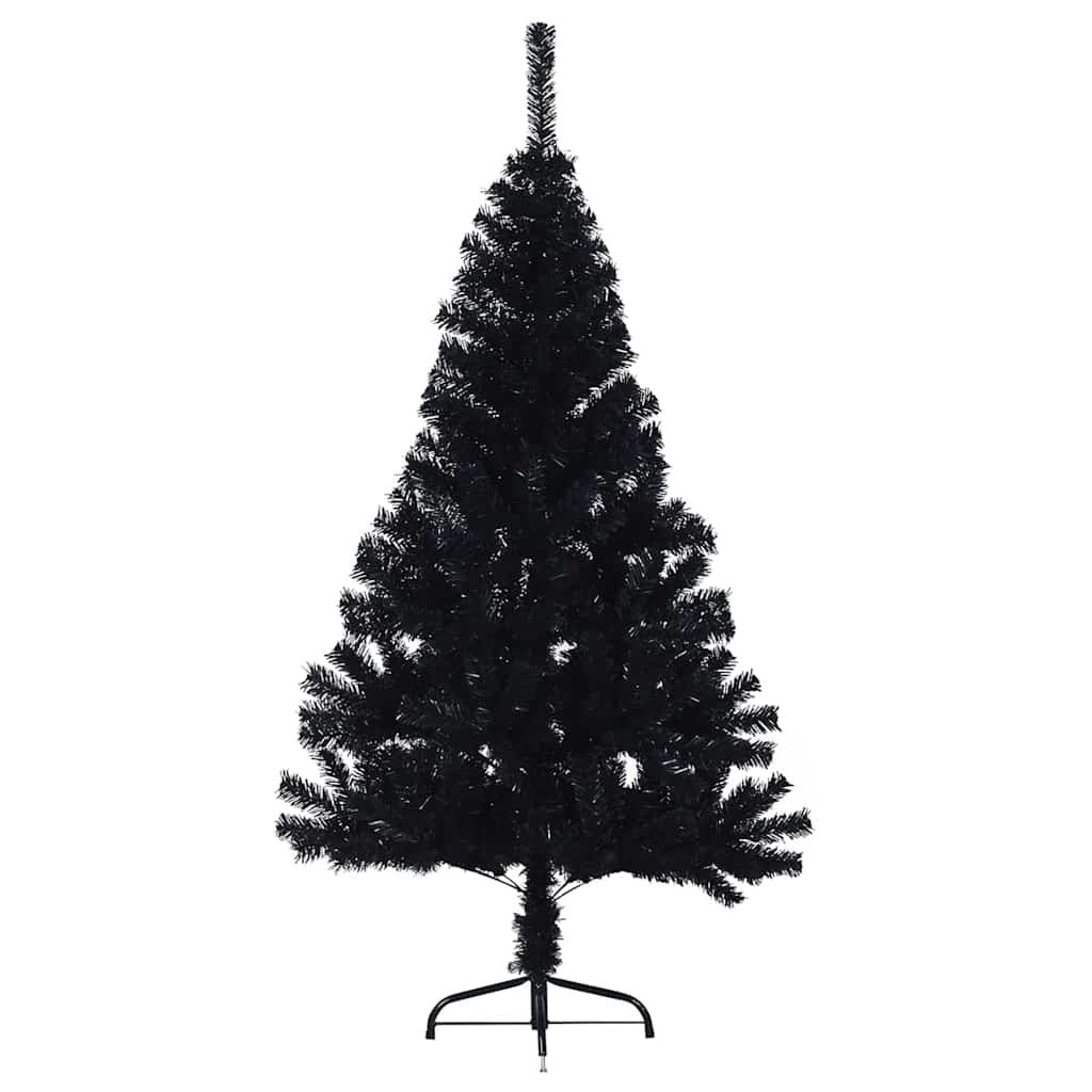 Artificial Pre-lit Christmas Tree with 150 LEDs Black 59.1" PVC