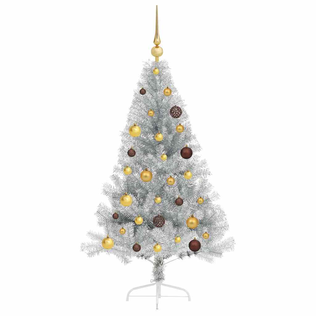 Artificial Pre-lit Christmas Tree Silver 59.06 in PET