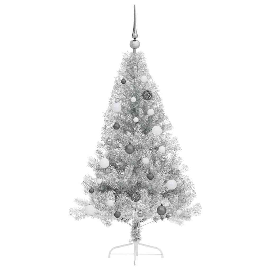 Artificial Pre-lit Christmas Tree Silver 59.1" PET