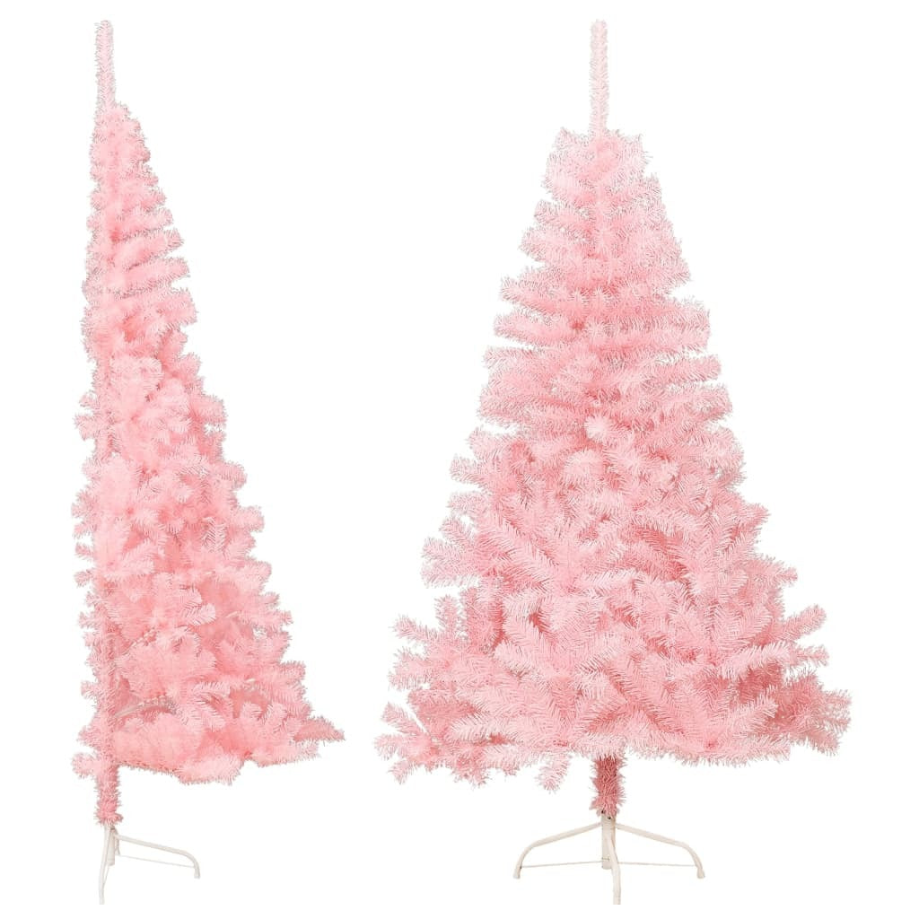 Artificial Half Christmas Tree with Stand Pink 5 ft PVC