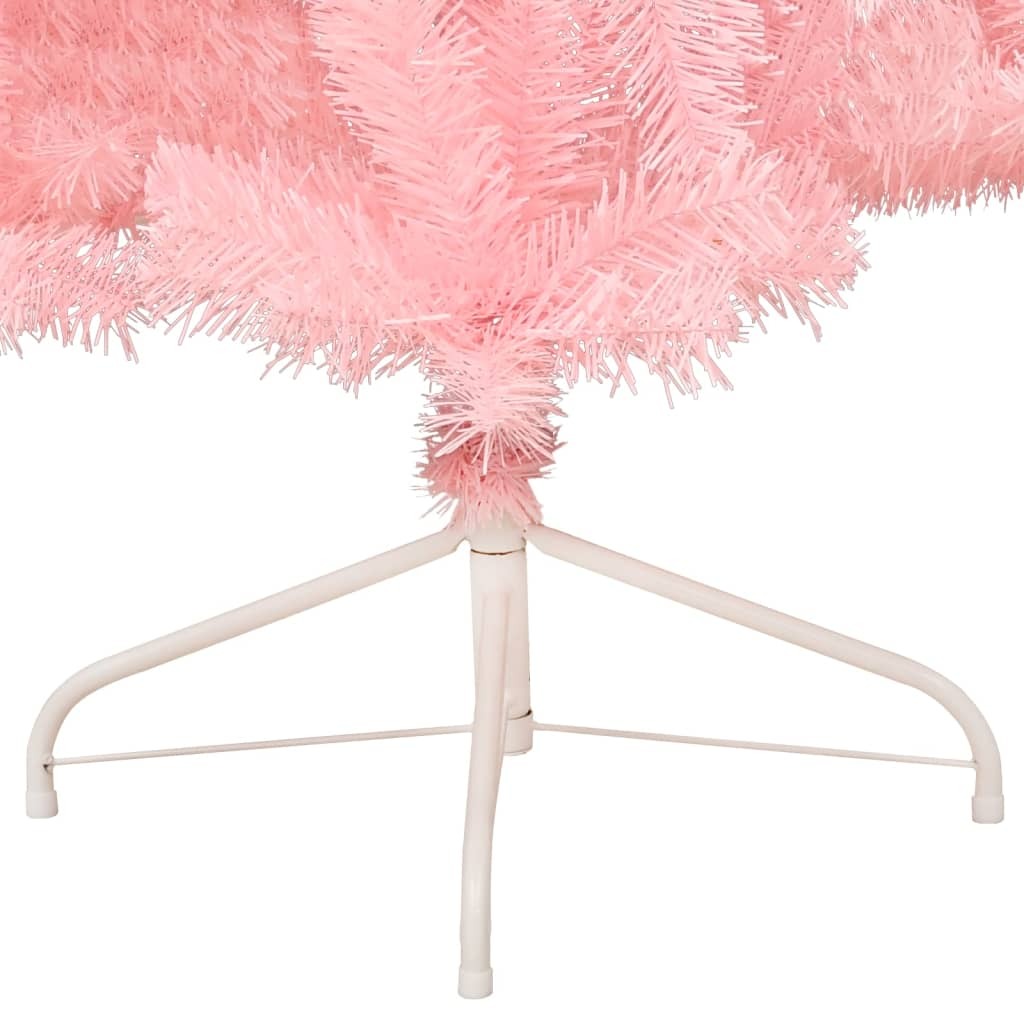 Artificial Half Christmas Tree with Stand Pink 7 ft PVC