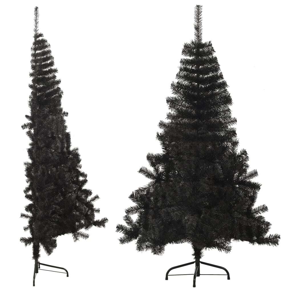 Artificial Half Christmas Tree with Stand Black 6 ft PVC