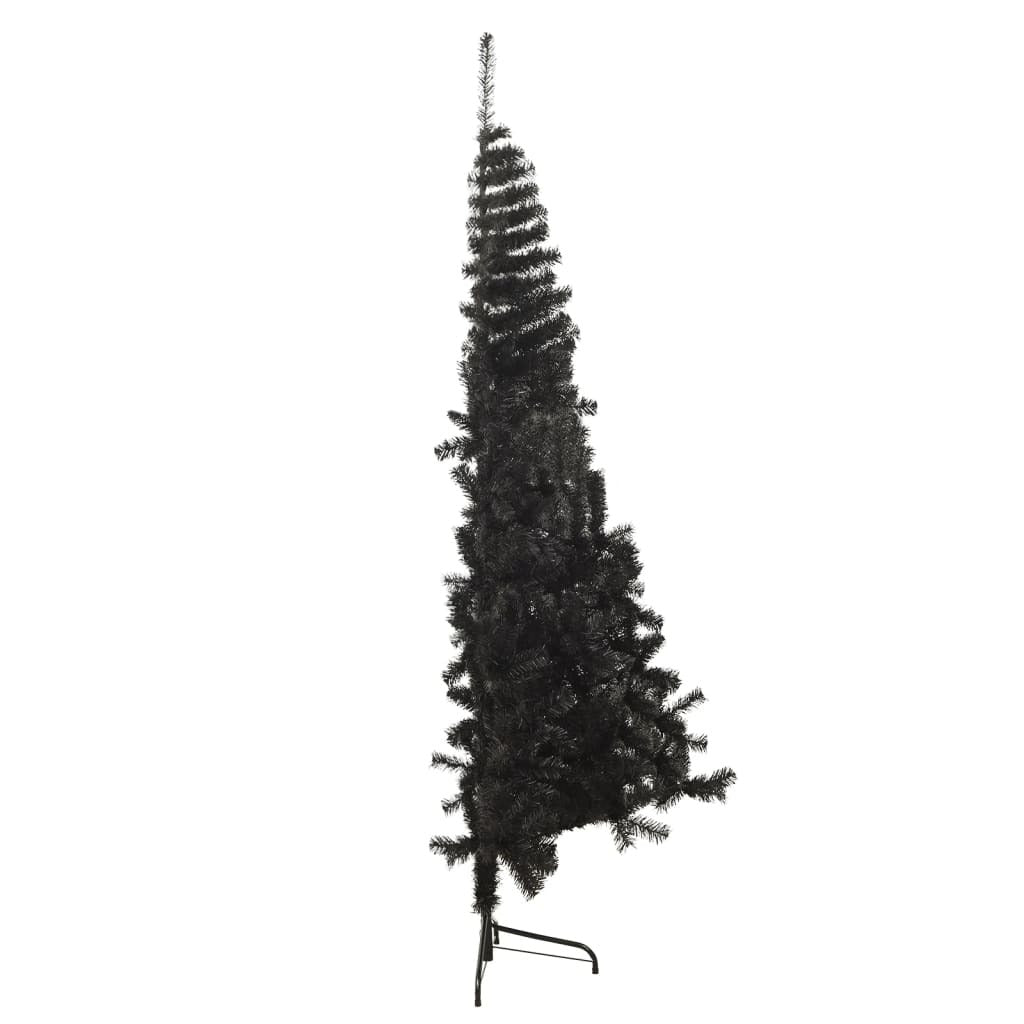 Artificial Half Christmas Tree with Stand Black 6 ft PVC