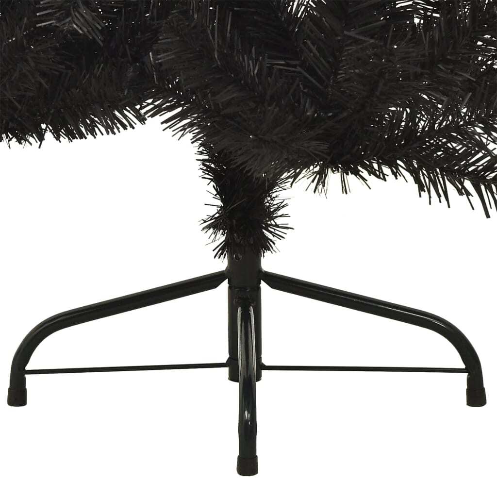 Artificial Half Christmas Tree with Stand Black 6 ft PVC