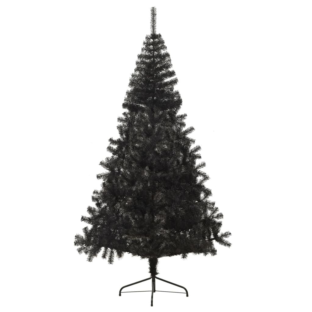 Artificial Half Christmas Tree with Stand Black 7 ft PVC