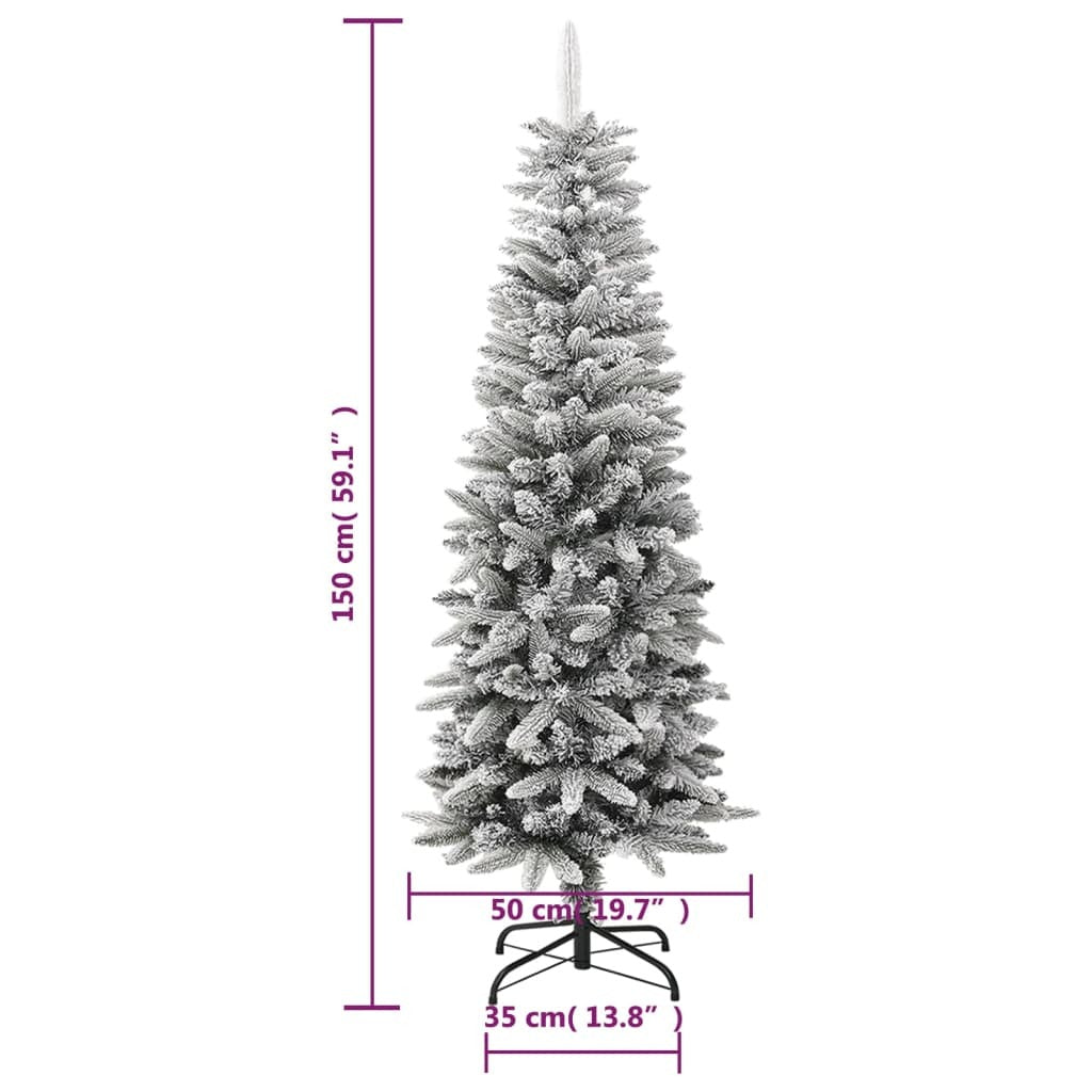 Artificial Slim Christmas Tree with Flocked Snow 5 ft PVC&PE