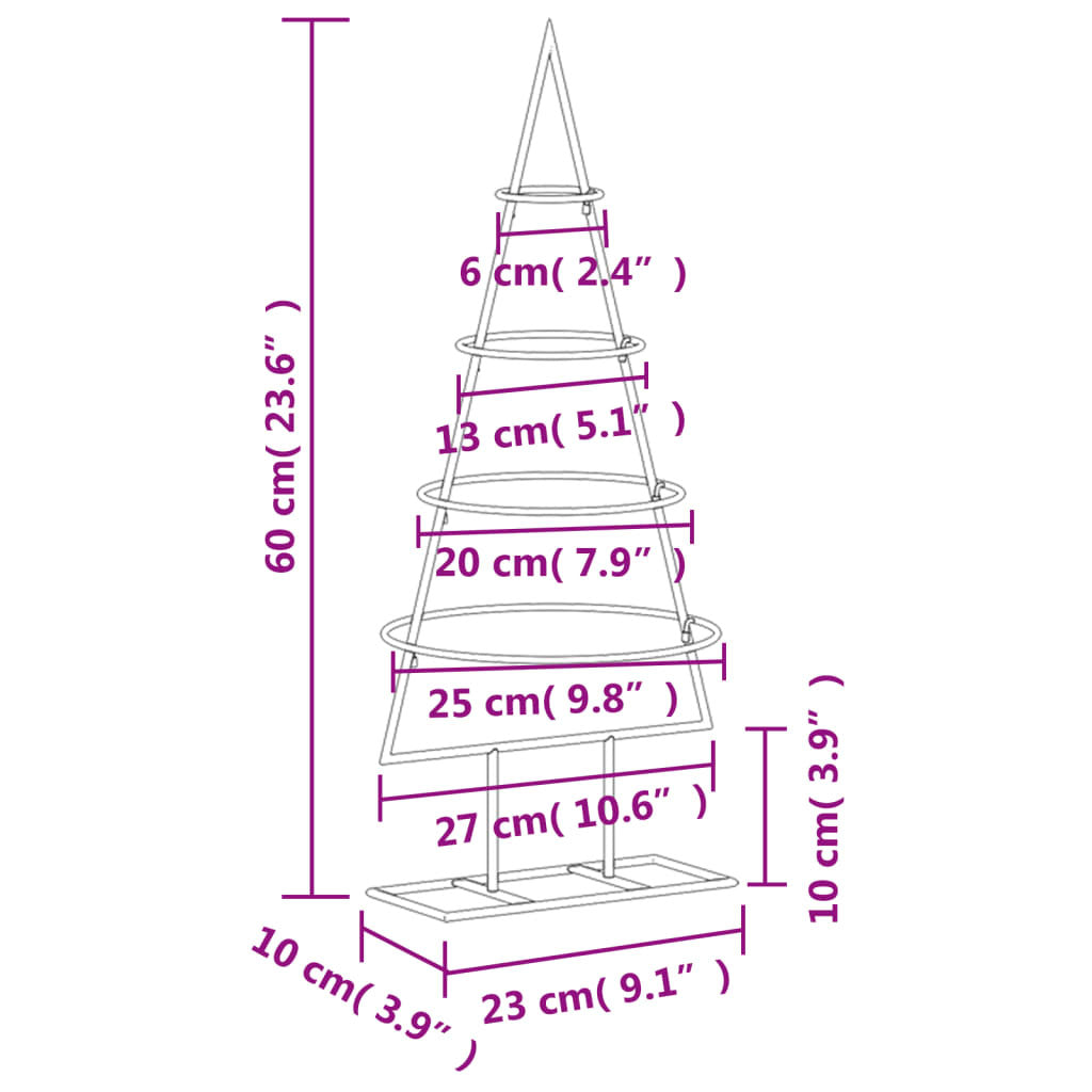 Metal Christmas Tree for Decoration Black 23.6
