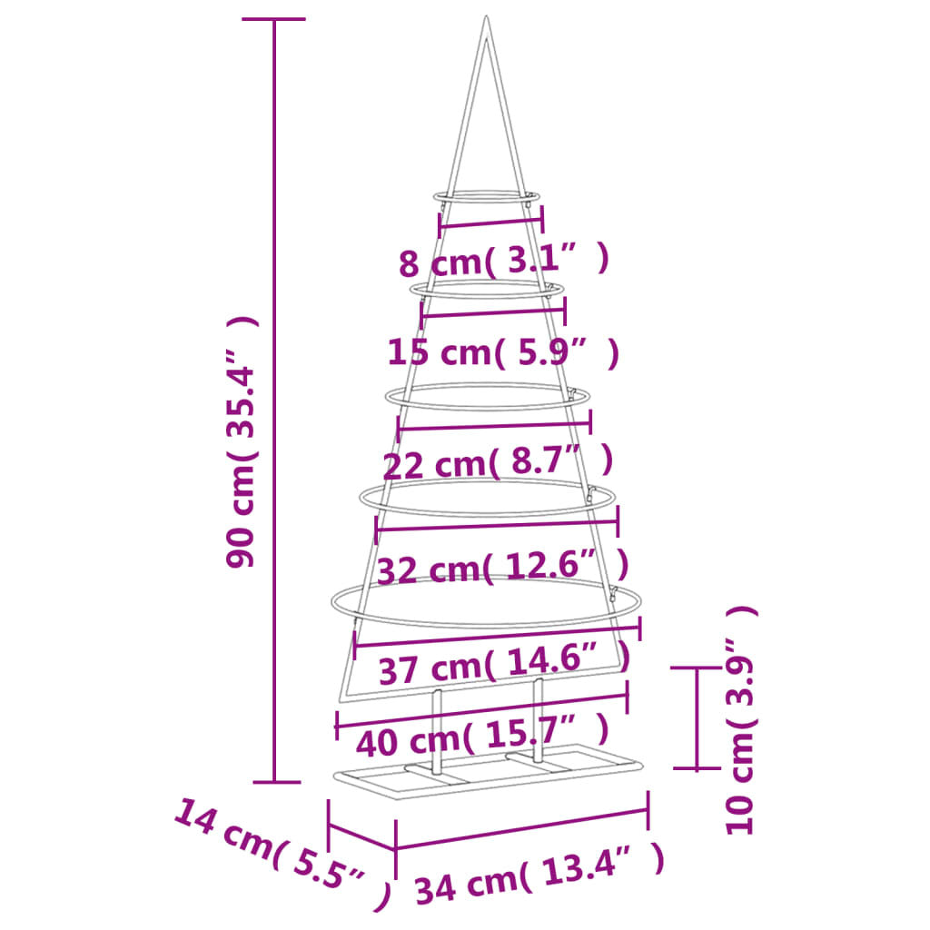 Metal Christmas Tree for Decoration Black 35.4