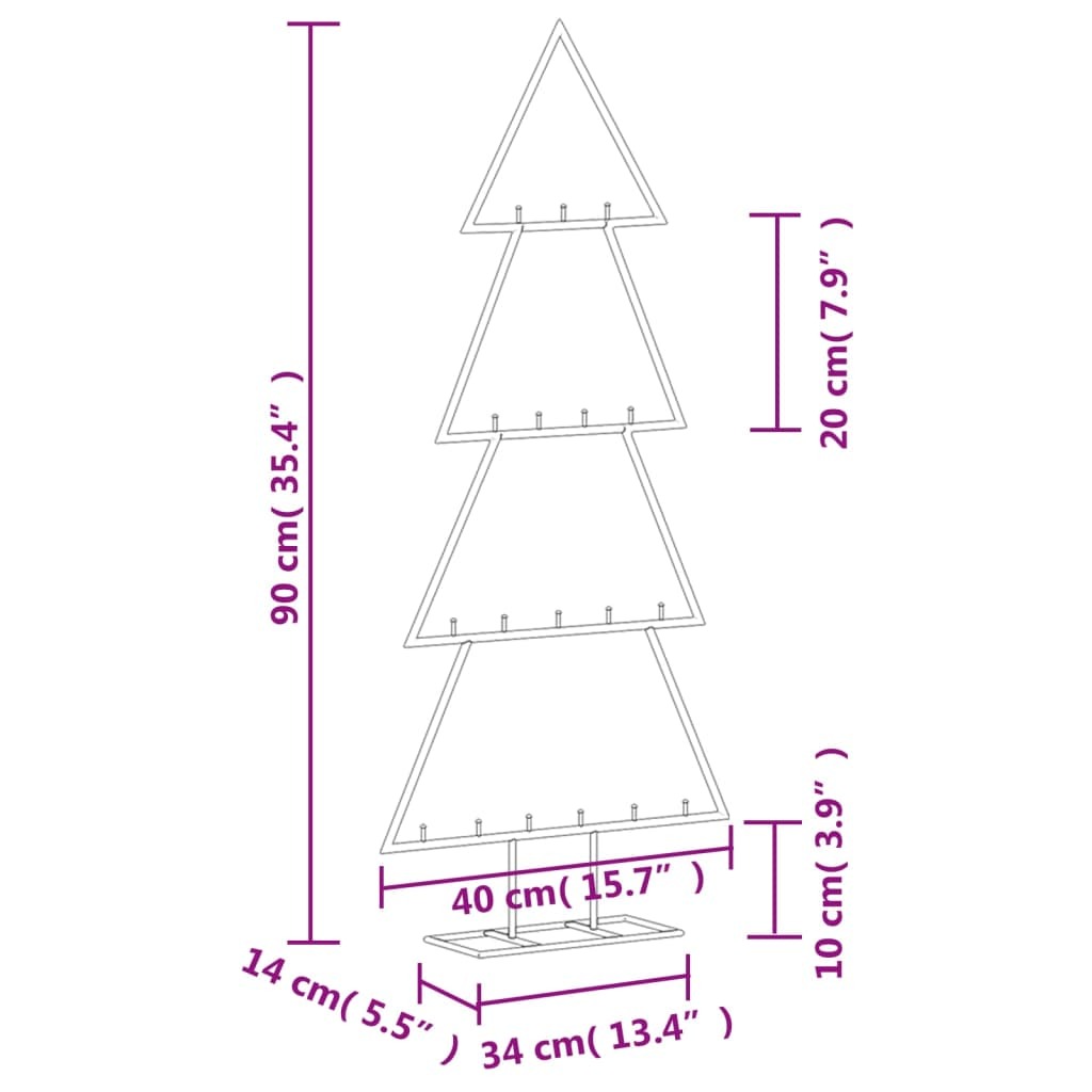 Metal Christmas Tree for Decoration Black 35.4