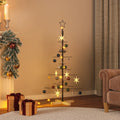 Metal Christmas Tree with Wooden Base Black 47.2