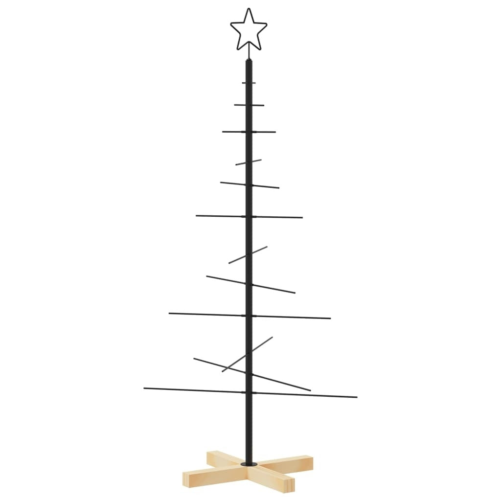 Metal Christmas Tree with Wooden Base Black 47.2