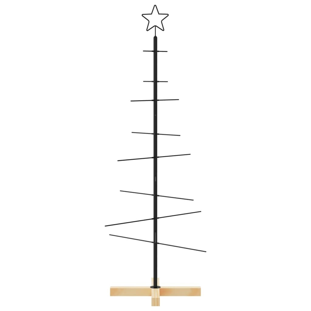 Metal Christmas Tree with Wooden Base Black 47.2