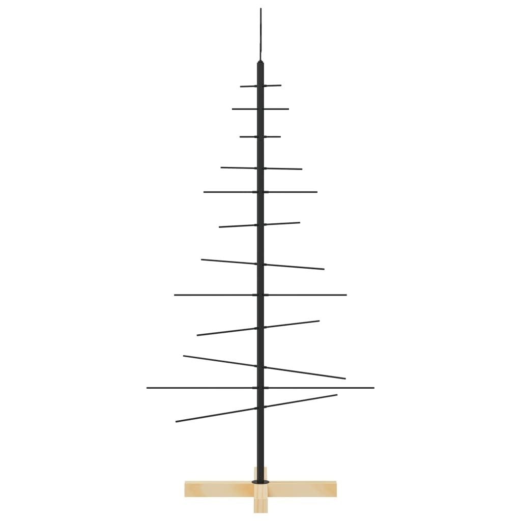 Metal Christmas Tree with Wooden Base Black 47.2