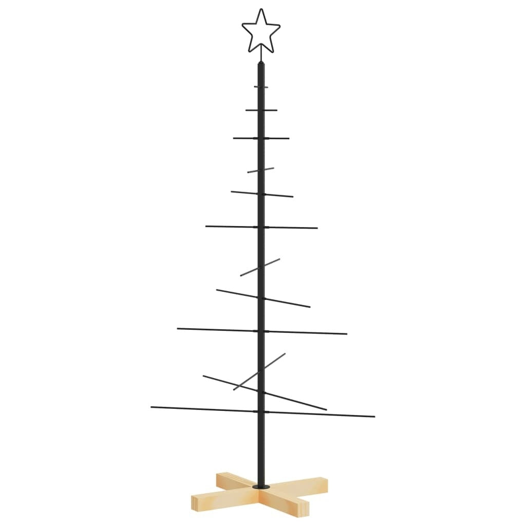 Metal Christmas Tree with Wooden Base Black 47.2