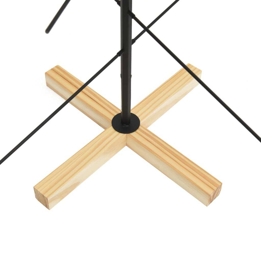 Metal Christmas Tree with Wooden Base Black 47.2