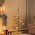 Metal Christmas Tree with Wooden Base Black 59.1