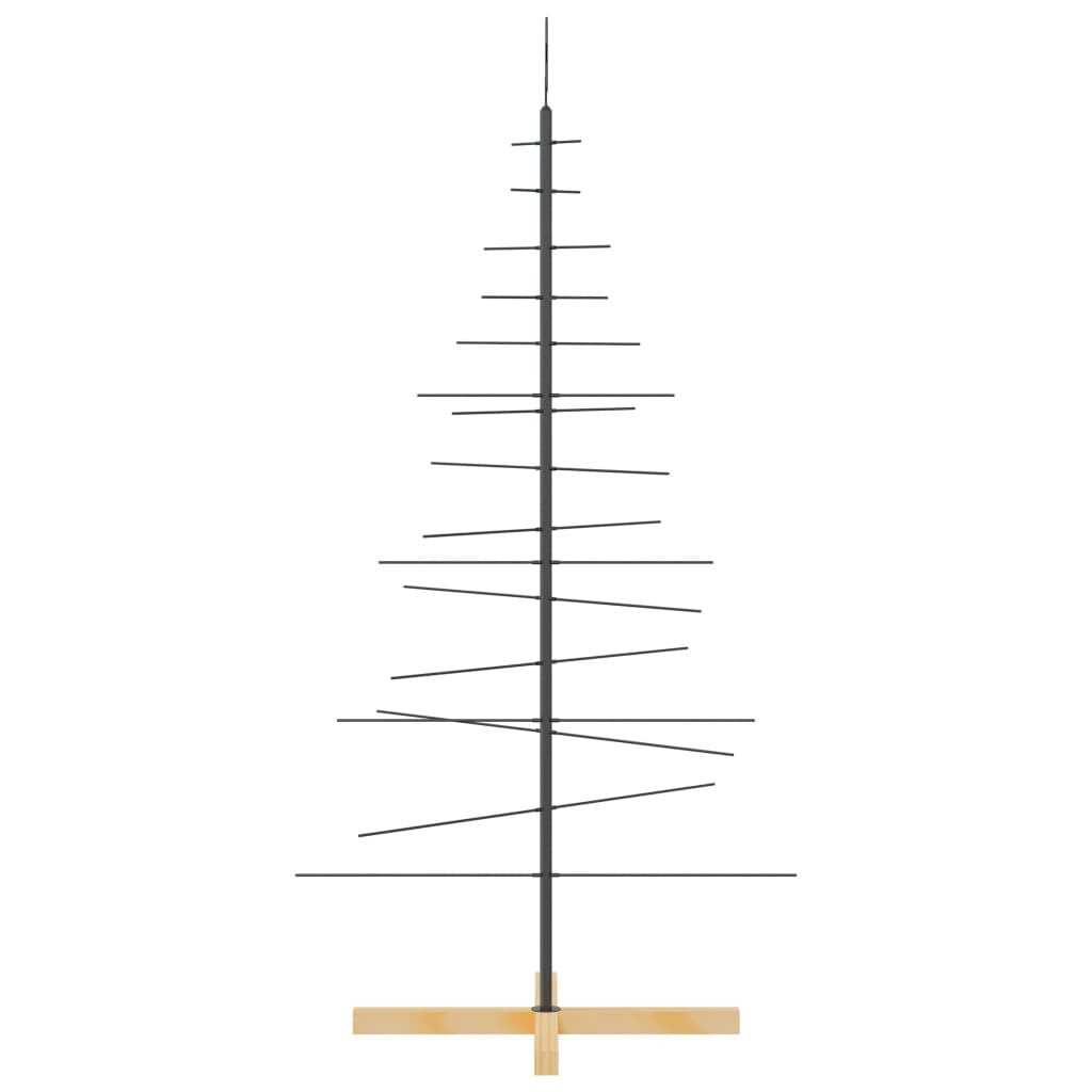 Metal Christmas Tree with Wooden Base Black 59.1