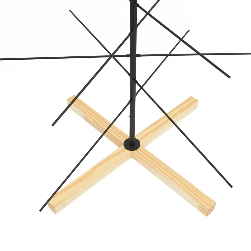 Metal Christmas Tree with Wooden Base Black 59.1