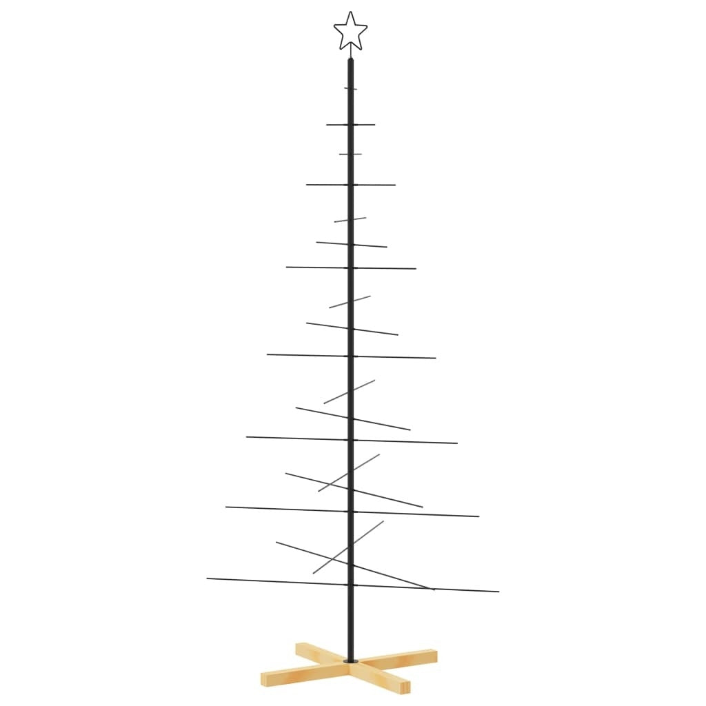 Metal Christmas Tree with Wooden Base Black 70.9