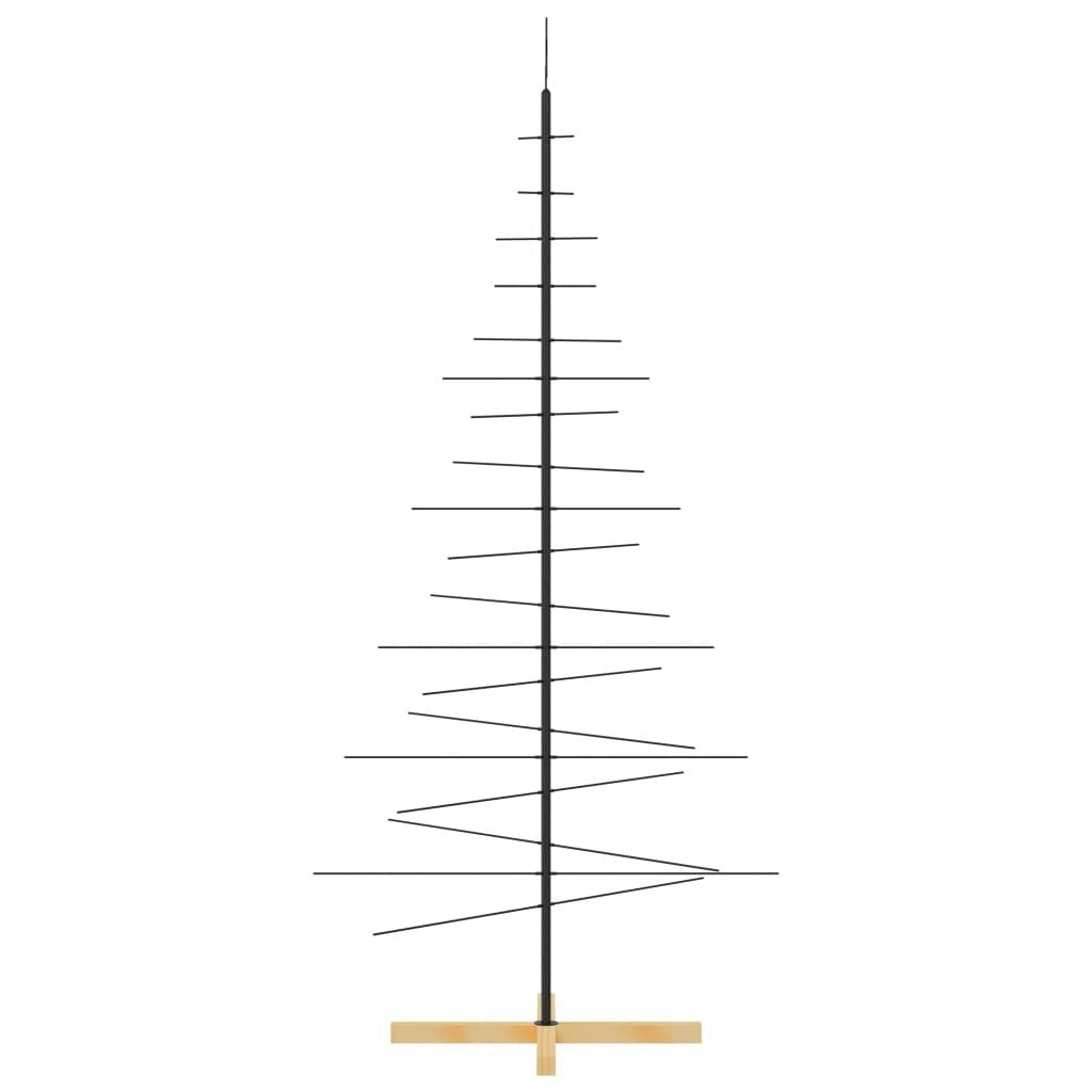 Metal Christmas Tree with Wooden Base Black 70.9