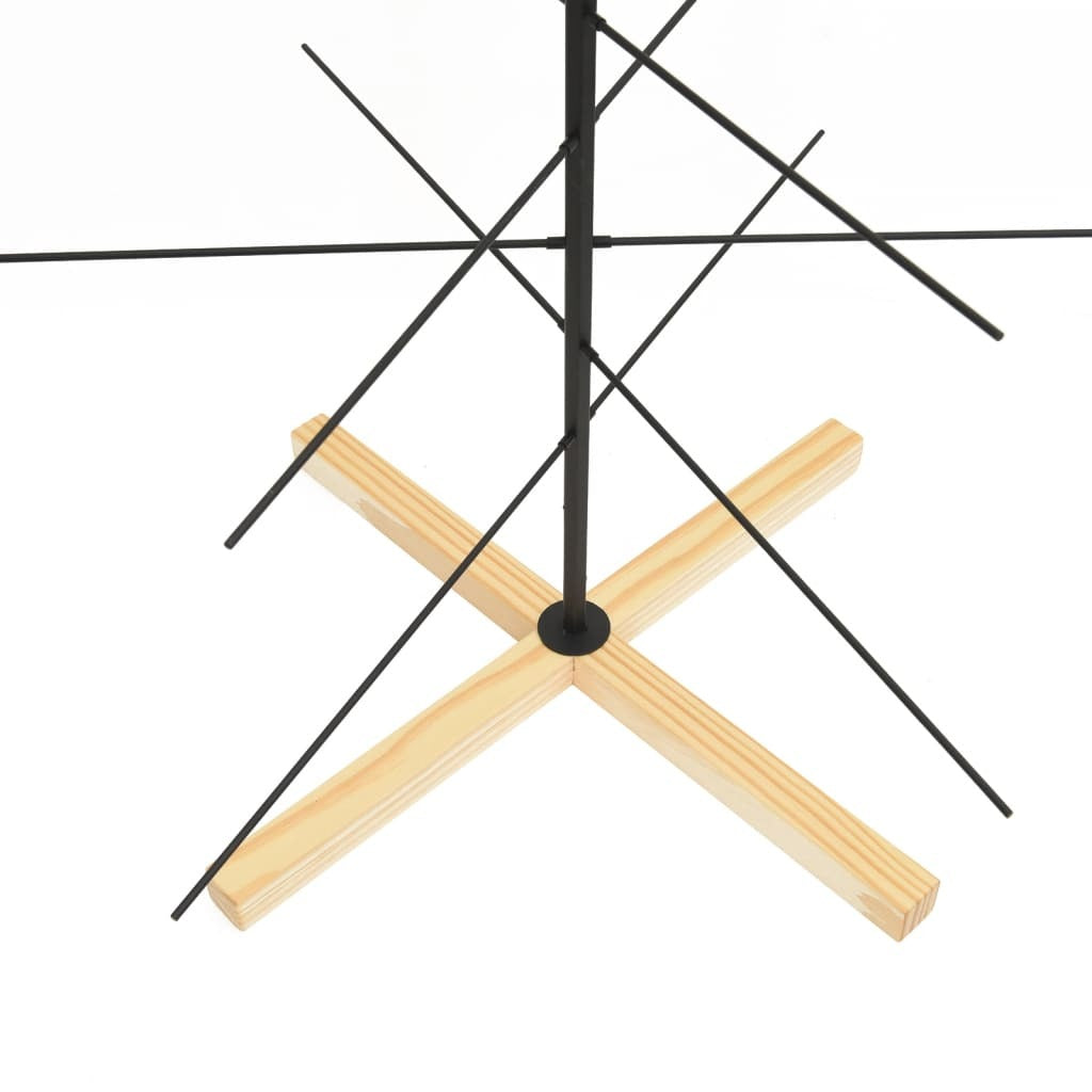 Metal Christmas Tree with Wooden Base Black 70.9