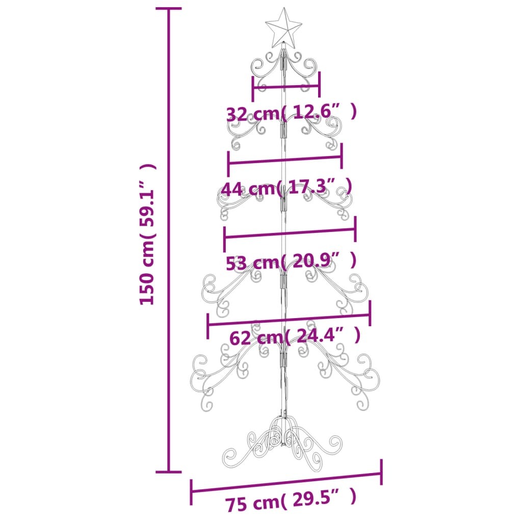 Metal Christmas Tree for Decoration Black 59.1