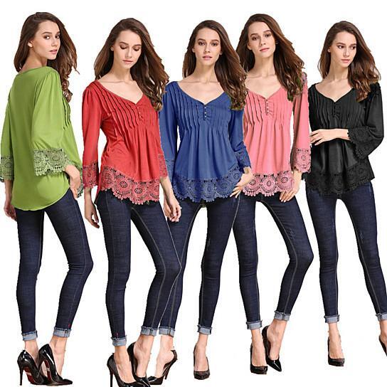 Size: X-LARGE,Blouse Color: SUNSET PINK - Explora Tops In Pretty Pintucks And Breezy Lace Details