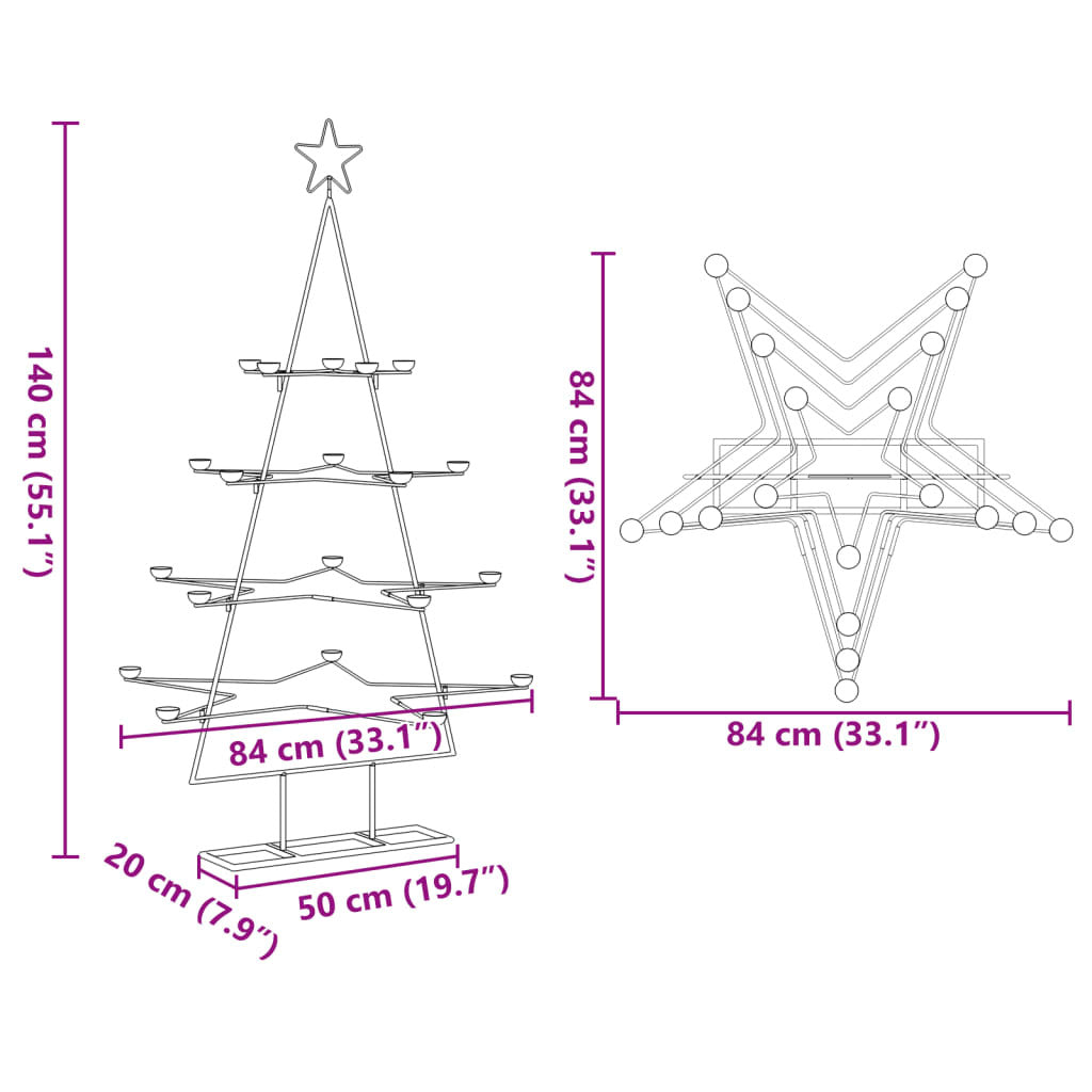 Metal Christmas Tree for Decoration Black 55.1