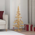 Wooden Christmas Tree KOTKA 120 cm Solid Pine Wood Brown Finish