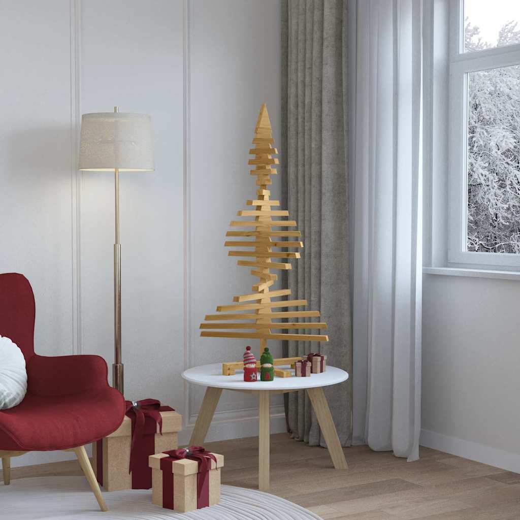 Wooden Christmas Tree KOTKA 120 cm Solid Pine Wood Brown Finish