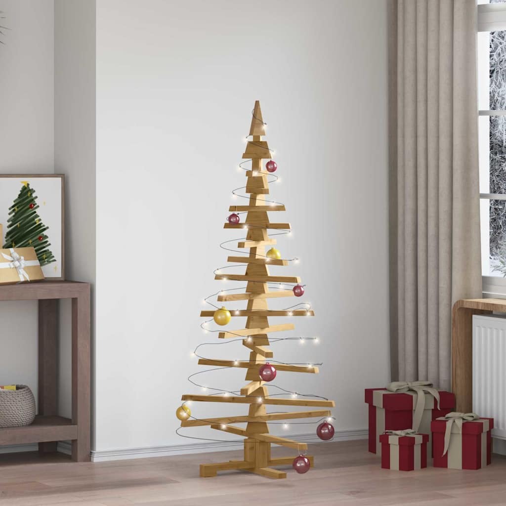 Wooden Christmas Tree KOTKA 150 cm Solid Pine Wood Brown Finish