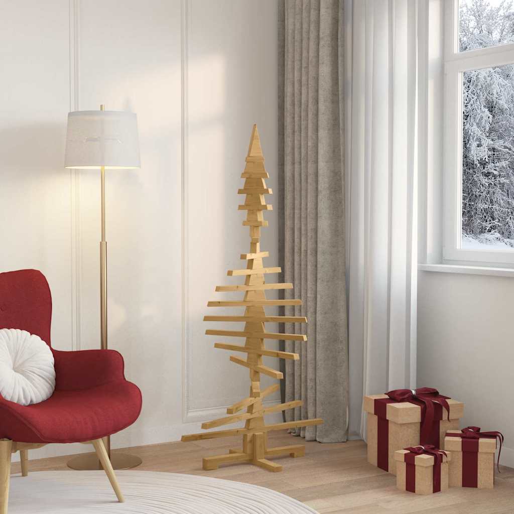 Wooden Christmas Tree KOTKA 150 cm Solid Pine Wood Brown Finish