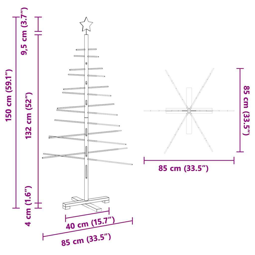 Wooden Christmas Tree KOTKA 150 cm Bamboo and solid pine wood