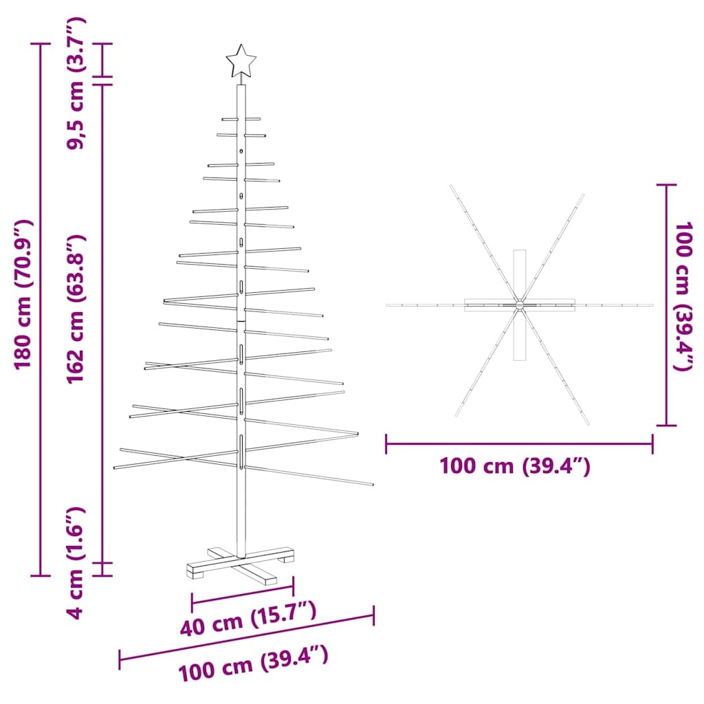 Wooden Christmas Tree KOTKA 180 cm Bamboo and solid pine wood