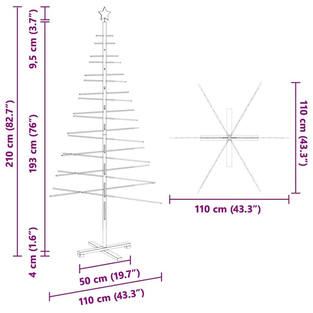 Wooden Christmas Tree KOTKA 210 cm Bamboo and solid pine wood